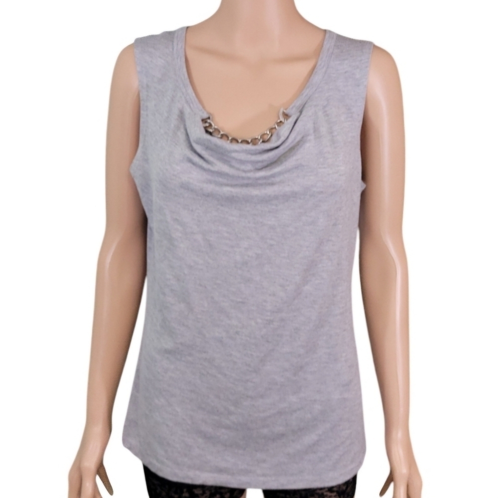 MICHAEL MICHAEL‎ KORS Womens Silver Chain Cowl Neck Tank Top Size M